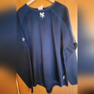 NY Yankees Authentic Majestic ThermaBase Pullover Sweatshirt Navy Blue - XL